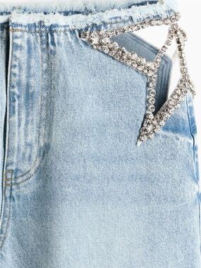 Stella Mcartney HM Straight legWomen's Denim Jeans with Crystal Star Rhinestones